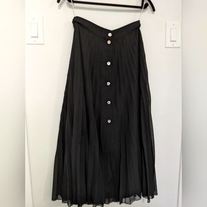 Wilfred Pleated Black Midi Skirt with Buttons